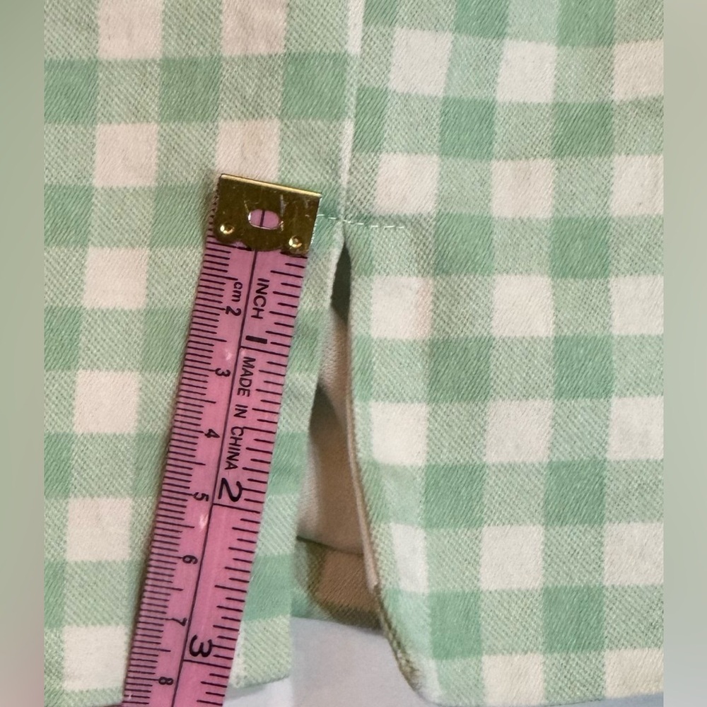 Green Gingham Mini Dress Cottagecore Square Neck Front Slit Small - Picture 6 of 8